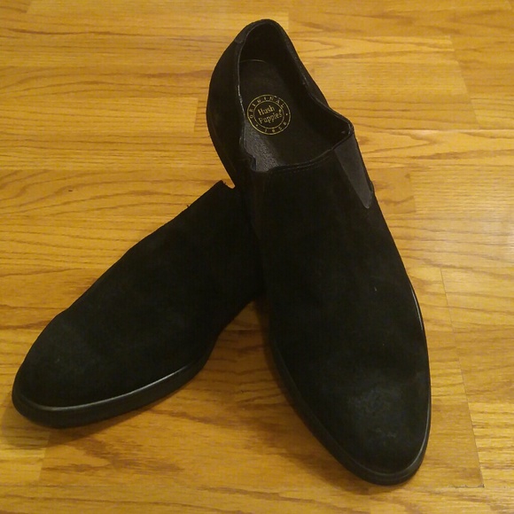 black suede hush puppies